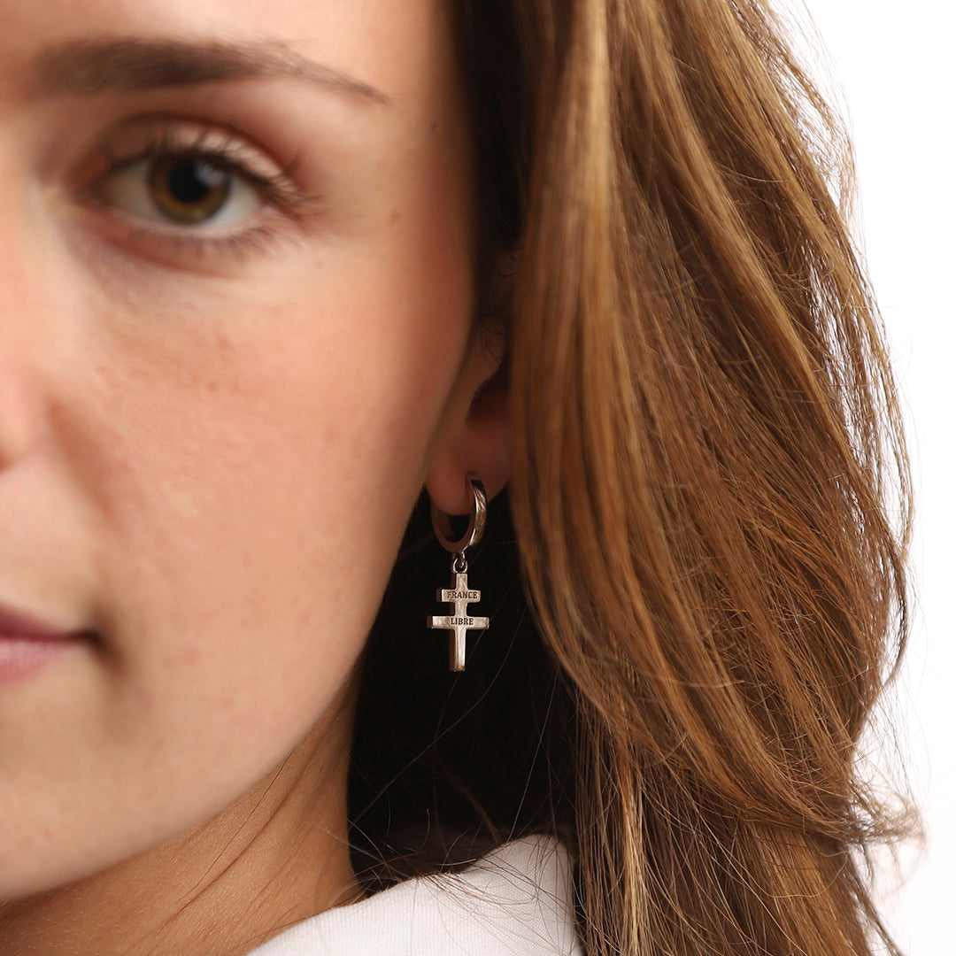 Boucles d'oreilles croix de Lorraine