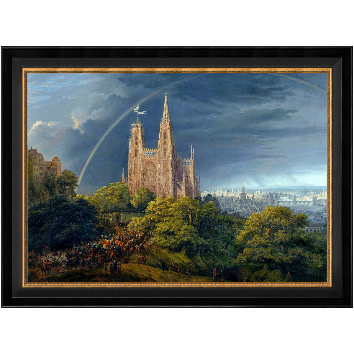 Ville médiévale au bord d’une rivière